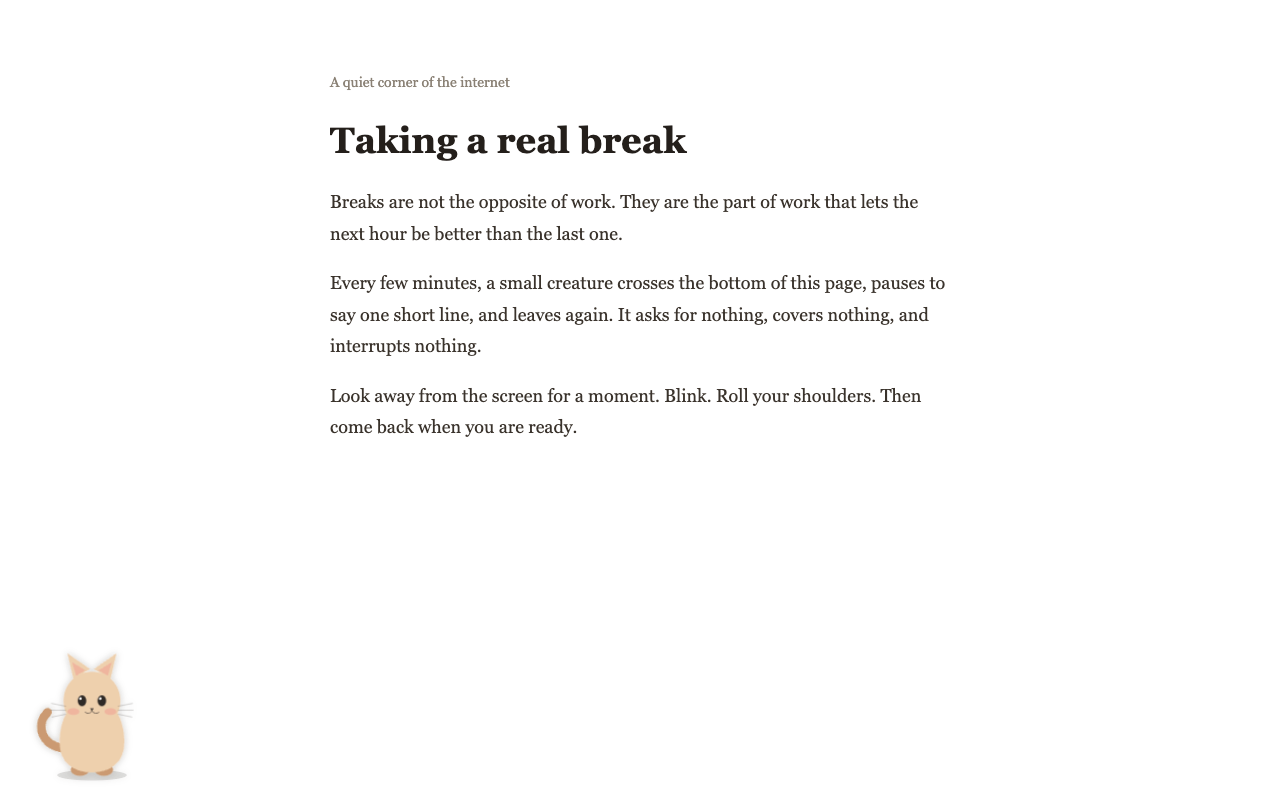 The pjiu pet resting at the bottom of a light article page